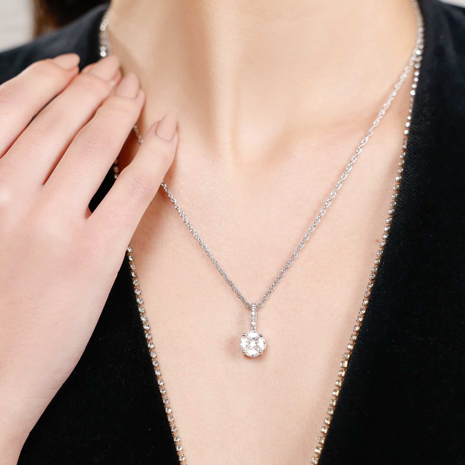 Silver Glow Drop Necklace